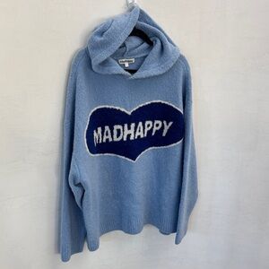 Madhappy Light Blue Hoodie Sweater with Navy Heart Logo